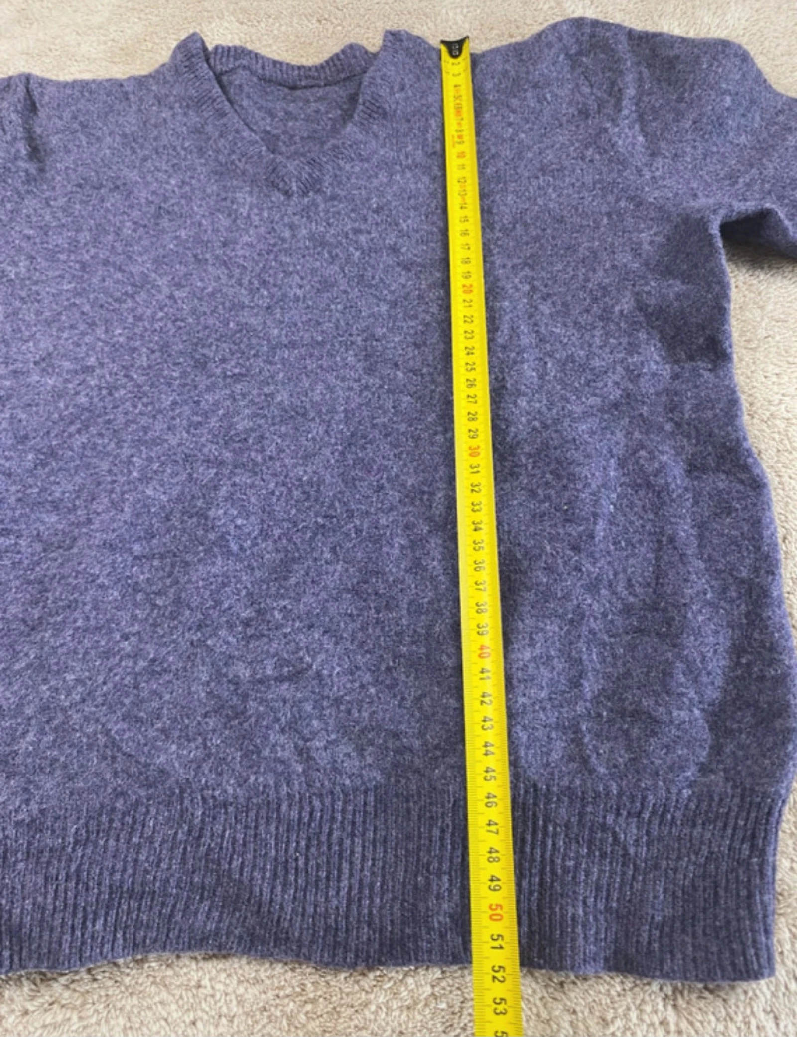 Polo Ralph Lauren de malha 100% lã de cordeiro gola V roxa tamanho P – photo 14
